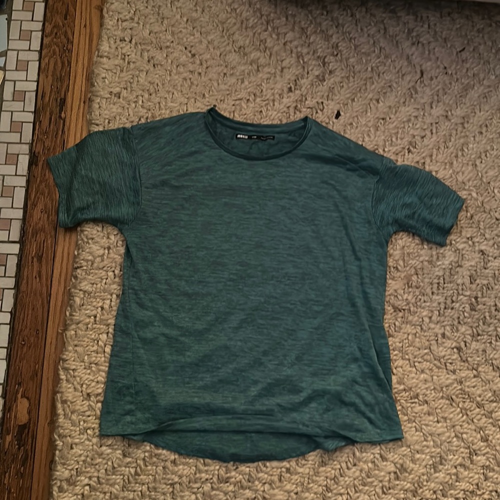 REI Teal Workout Short Sleeve Top